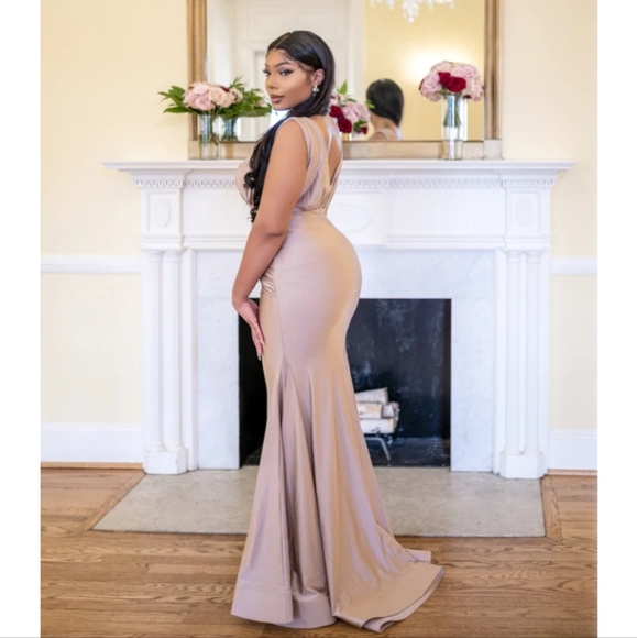 Elegant Blush Evening Gown - Picture 4 of 6